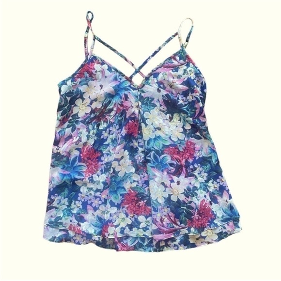 Guess Floral Flowy Blouse with Spaghetti Straps XS - Picture 1 of 7